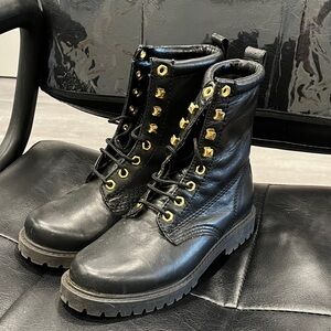 Black Leather Combat Boots size 6 1/2